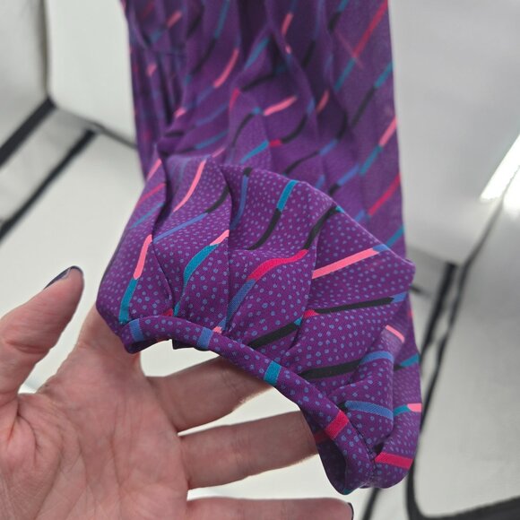 Vintage 80s Monica Richards of California Purple Stripes Midi Large flaws - Picture 5 of 8